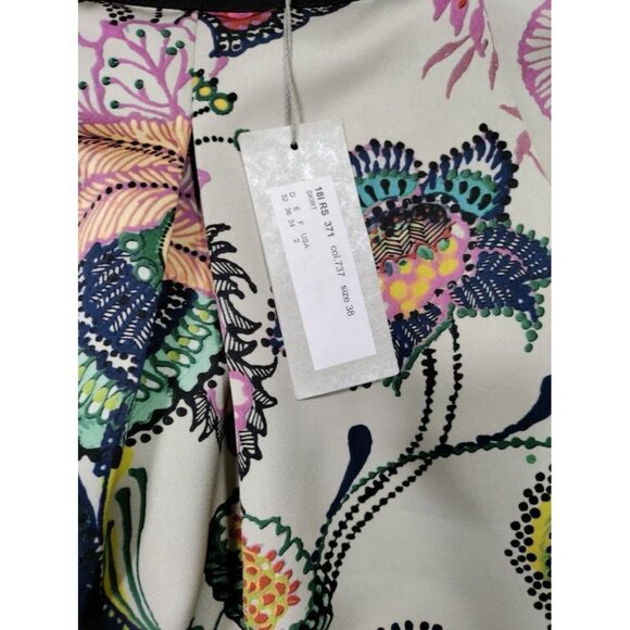 NWT Roberta Scarpa Whimsical Paisley Floral Elastic Waist Pleated Skirt Size 2 - Picture 11 of 16